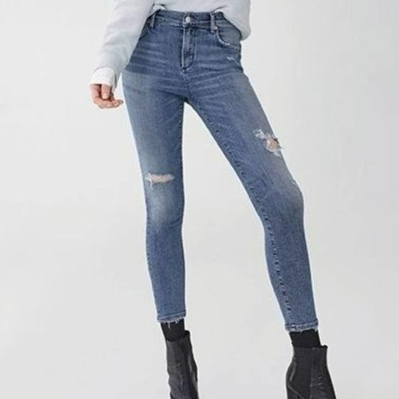 AGOLDE Sophie High Rise Skinny Crop Jeans in Spell Distressed Stretch Size 27 - Picture 1 of 8